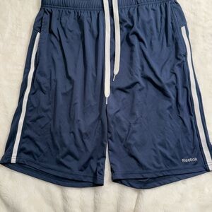 Reebok Athletic Mesh Shorts Navy Blue with White Accent Drawstring Size XL
